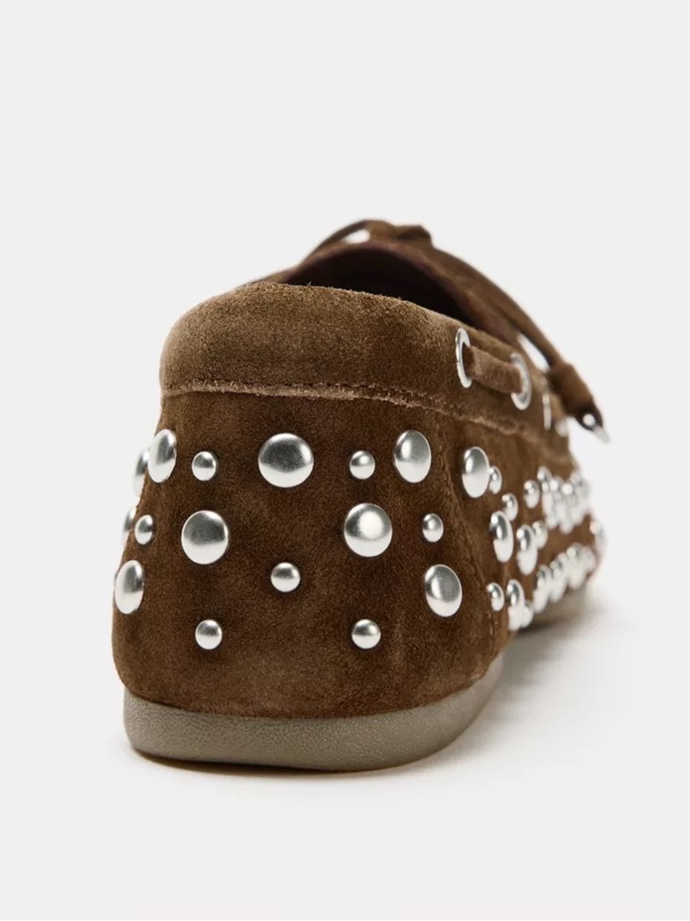 Stud-Embellished Brown Suede 100% leather  Driving Loafers studded  shoes. POP - Picture 7 of 9